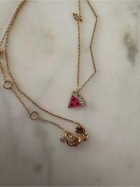 kate spade Gold-Tone Pink and Green Watermelon Slice Pendant Necklace